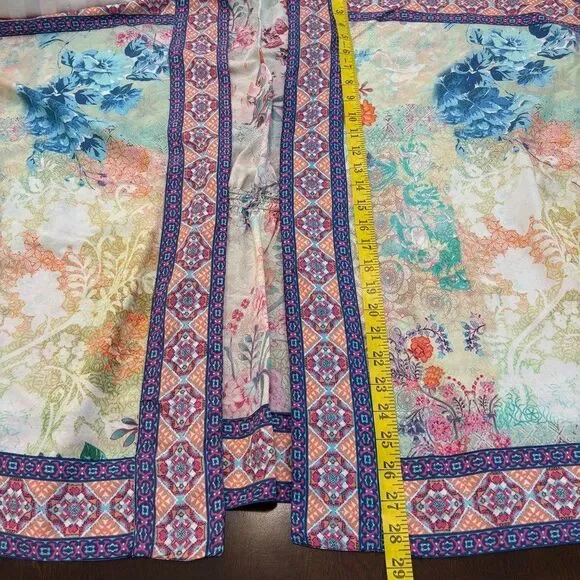 Tolani Collection Boho Floral Kimono Top Open Front Multicolor Sz M Festival - Picture 5 of 6